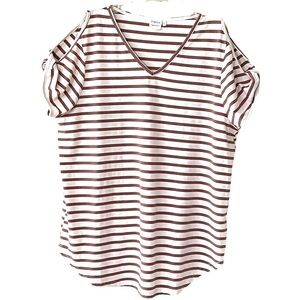 Simple Suzanne Betro Striped Cold Shoulder Top Size Small